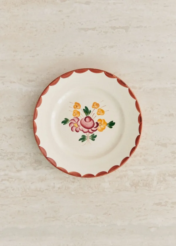 Sezane Assiettes à Dessert Anciennes, Crème Fleuries- La Sélection Vintage