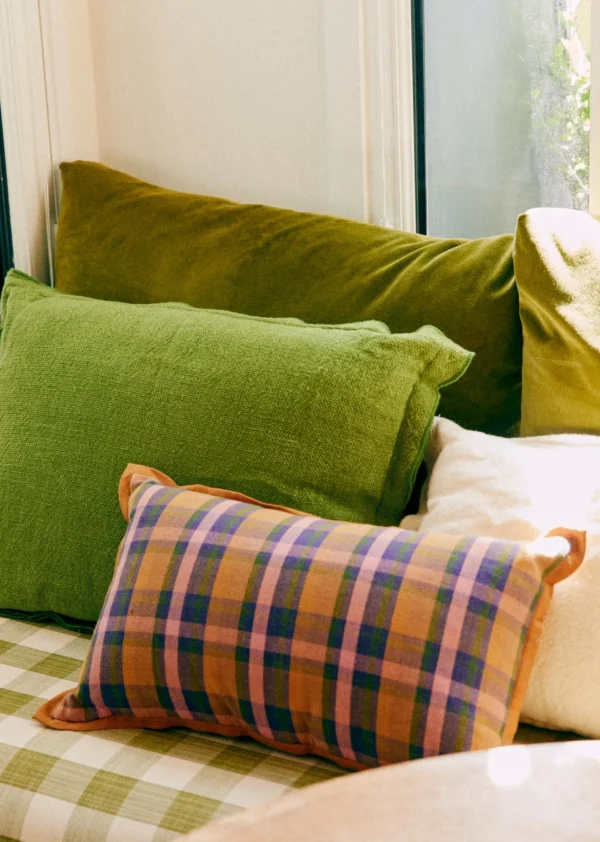 Sezane Coussin Tissé Madras -  Petit Modèle- Les Tissus